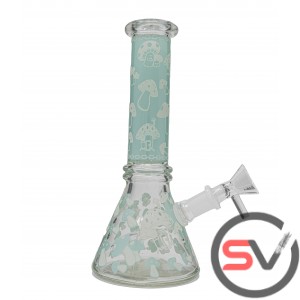 MUSHROOM MINI BEAKER TYPE 2 - AQUA 8inch (GLOW IN DARK)